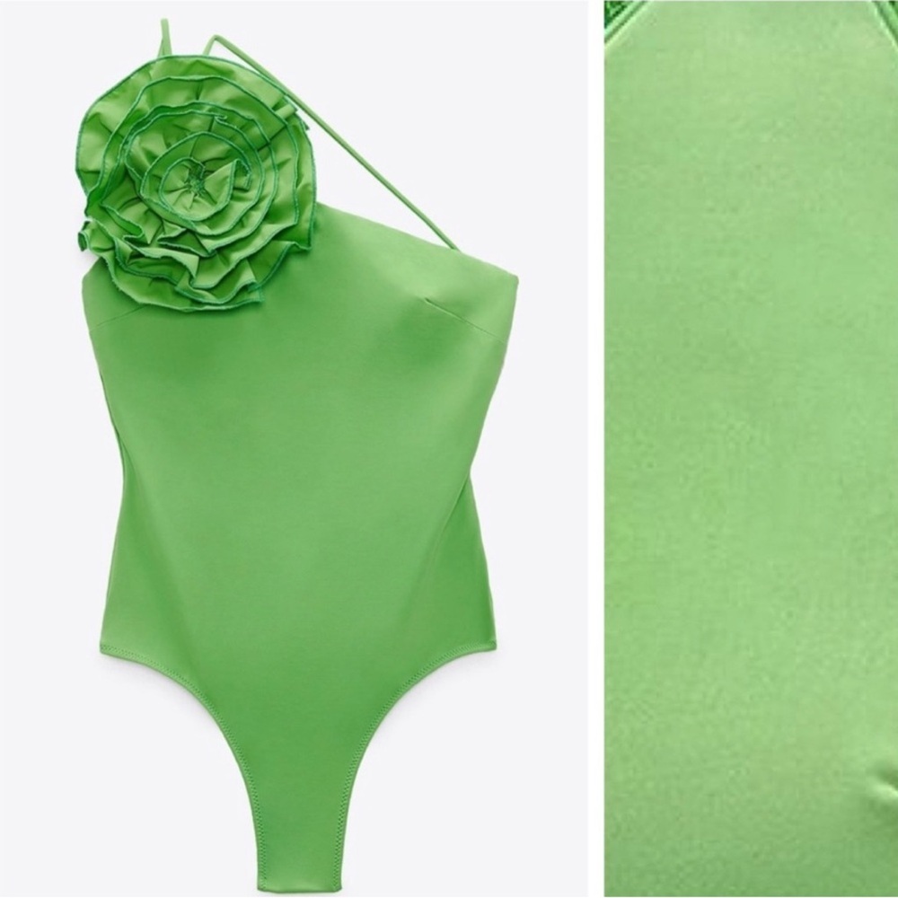 Green Ruffled Swimsuit Zara size small